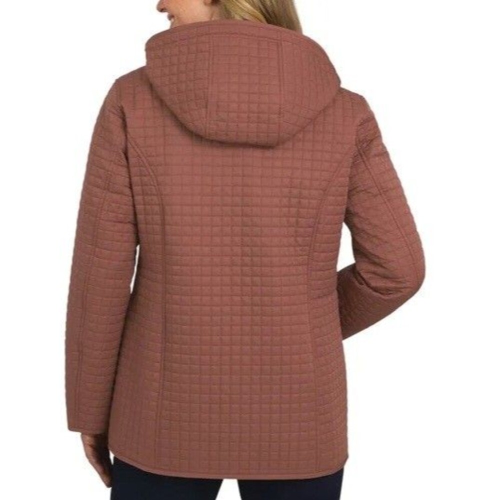 Lands' End Ladies Quilted Jacket Hood Full-Zip Lightweight Red (Canyon) Small - Picture 4 of 4